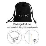 XIUDA Heart Urn Bracelet for Ashes Stainless Steel Memorial Jewelry Cremation Bracelet Locket Holder Bangle Link Chain for Women Men