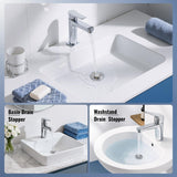 5-in-1 Bathroom Sink Stopper, 2 Pc Pop-Up Drain Stopper with Removable Hair Catcher, Anti-Clog Strainer, Odor Blocking & One-Way Flow Design, All Metal Brass Core & Stainless Steel, Fit 1.1"–2.36"