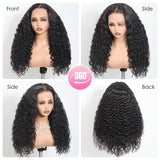 Ebarly Hidden Strap Water Wave 360 Glueless Wigs Human Hair Pre Plucked Pre Cut 180 Density Wet and Wavy HD Full Lace Frontal Drawstring Wig with baby hair (18 inch)