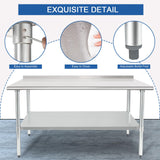 HARDURA Stainless Steel Prep & Work Table 30 x 72 Inches NSF Heavy Duty Commercial with Undershelf and Backsplash, Galvanized Legs for Commercial Food Prep