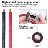 iGreely 6 Gauge 6 AWG Wire 10 Feet Black + 10 Feet Red Ultra Flexible Welding Battery Pure Copper Cable + 5pcs of 5/16" & 5pcs 3/8" Copper Cable Lug Terminal Connectors+Heat Shrink Tubing