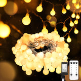 suddus String Lights for Bedroom, 33ft 100 Led Connectable Globe String Lights Indoor, Hanging Fairy Lights Plug in with Remote for Kids Room Dorm Classroom Outdoor Christmas Tree Decor, Warm White