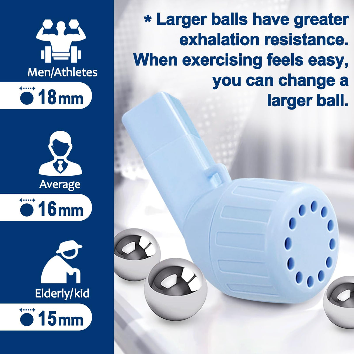 Mucus Clearance and Lung Expansion Device, Flutter Valve Mucus Removal Device, Lung Exerciser Device for Lung Strengthener, Breathing Exercise Device for Lungs (Light Blue)