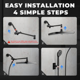 Seacity Wide Rain Shower Head With 5 Modes Handheld Showerheads, High Pressure Showerhead Combo with Extension Arm for Bathroom Accessories, Adjustable Shower Head with Anti-Clog Nozzles (Black)