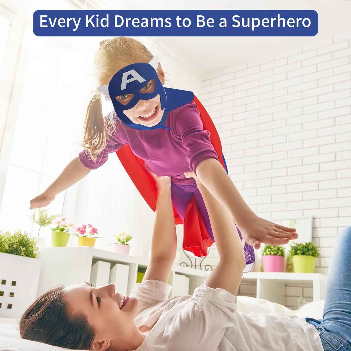 AnRuk Superhero Capes Set for Kids, Hero Caps and Masks for 3-12 Year Old Boys and Girls, Cartoon Dress Up for Holiday Halloween, Costumes Party Supplies Christmas and Brithday Gifts.