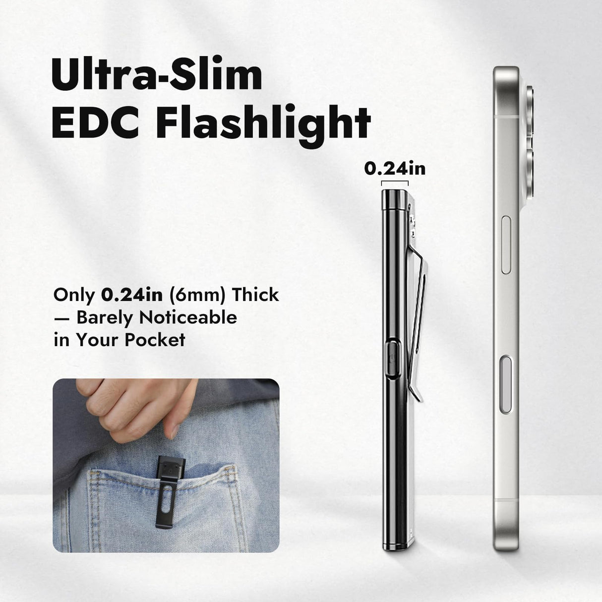 WARSUN T7 Rechargeable EDC Flashlight 2 Pack, Slim Pocket Flashlight with USB-C Charging, Clip & Magnetic Base, Lightweight Portable LED Work Light for Everyday Carry, Camping & Emergency