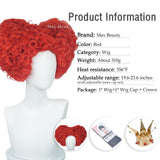 LABEAUTÉ Red Heart of Queen Cosplay Wig with Crown Women Girls Short Curly Wig Heat Resistant Synthetic Hair for Halloween Christmas Party with Cap