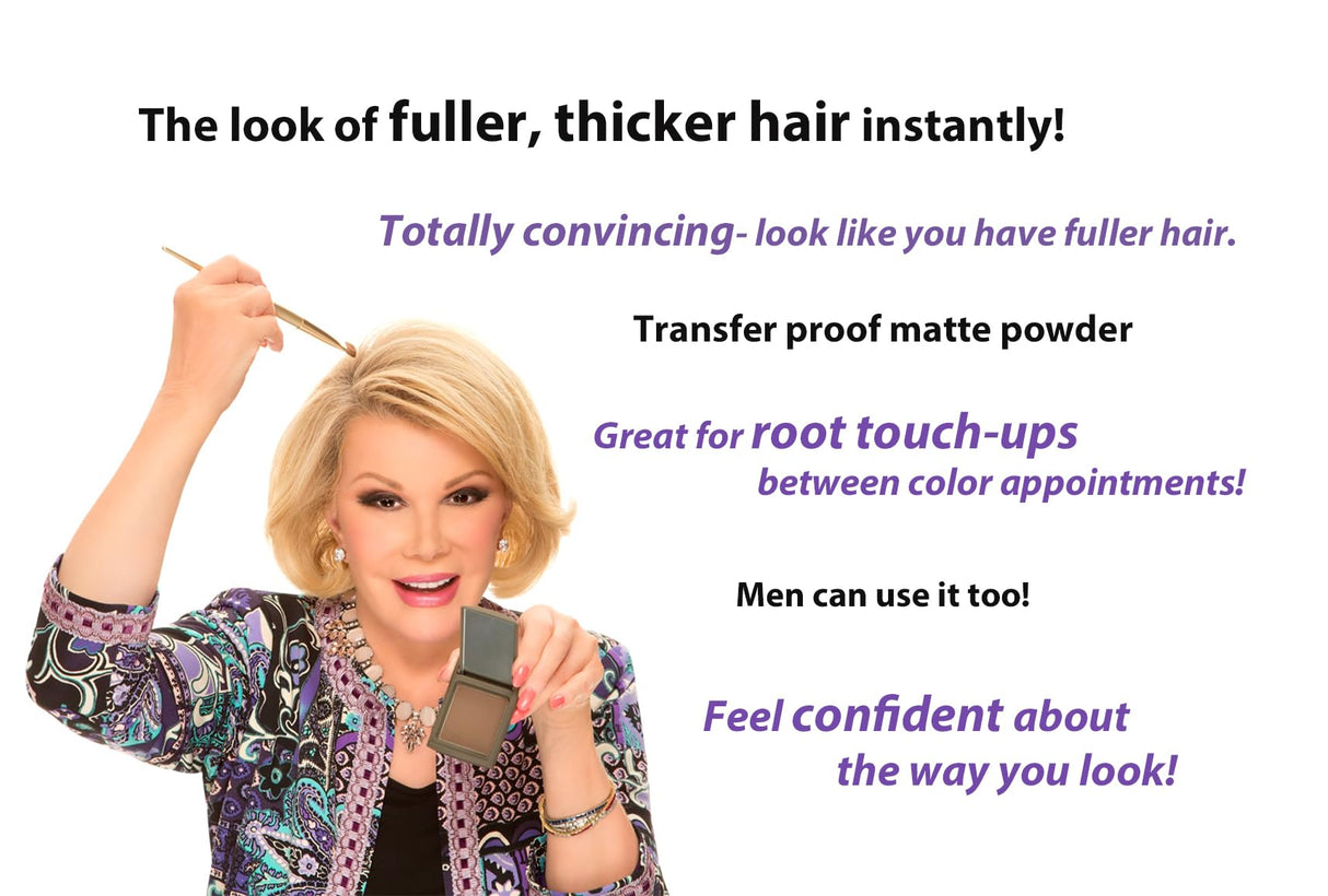 Joan Rivers Great Hair Day Root Touch Up Powder Duo - Fill-in Powder for Thicker, Fuller Looking Hair (Brunette)