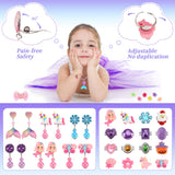Toddler Girl Toys for Ages 5-7 Littler Girls Jewelry Set,51Pcs Kids Toy for Girls Age 8-10 Clip on Earrings,Princess Toys Adjustable Ring,Girl Toy Age 3 4 5 6-8 Year Old Christmas Birthday Gifts