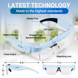 YOCTOSUN Magnifying Glasses with 3 LED Lights, Magnifying Headset with 5 Detachable Lenses 0.75X,1.25X,2.0X,3.0X and 4.0X, Headband Magnifier for Close Work, Hobby Crafts