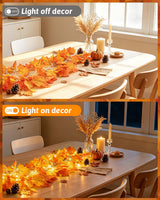 2Pack [8 Lighting Modes & Timer] Fall Decor Maple Leaf Garland with Lights 80LED Battery Operated Waterproof, Fall Decorations for Home Outdoor Indoor Thanksgiving Decor Halloween Friendsgiving Autumn