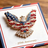 250th Anniversary Enamel Brooch Pin, Red White and Blue Patriotic Brooch, Eagle Design Enamel with Rhinestones Jewelry Gift