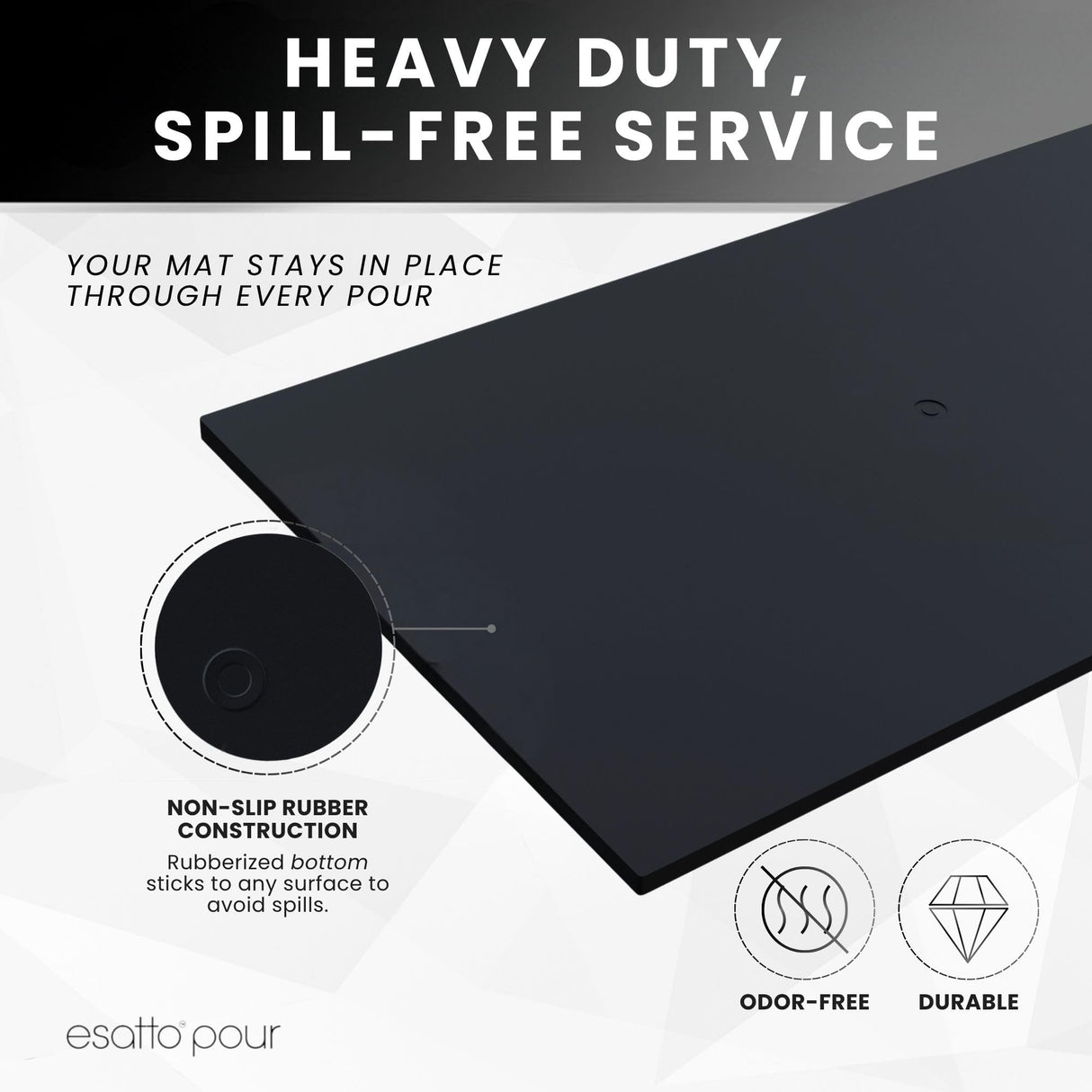 Professional Service Mat 18” x 12” - Bar Mats for Countertop, Non-Slip Rubber Bar Mat - Easy to Clean, Quick Dry Spill-Free, Odor-Free - Heavy Duty PVC Rubberized Mat for Home Bartending - 2 Pack
