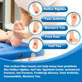 Carbon Fiber Insoles, Rigid Carbon Fiber Shoe Insert 1Pair for Pain Relief & Injury Turf Toe, Foot Fractures, Hallux Rigidus and Limitus for Hiking Running (9.64"-245mm-Men's 8-8.5/Women's 9-9.5)