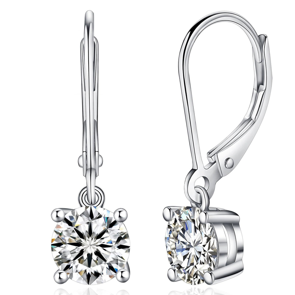 YODEWA 2CT Moissanite Earrings for Women Silver Drop Dangle Earrings, 6.5mm