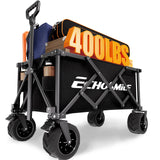 EchoSmile Wagons Carts Foldable Heavy Duty with 400Lbs Wt, 200L Cap, Black