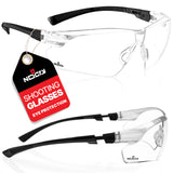 NoCry Clear Shooting Glasses for Men with Anti-Fog and Scratch Resistant Wraparound Lenses — ANSI Z87 Safety Glasses for Men with Adjustable Temples & Nose Pad — 100% UV Eye Protection for Shooting