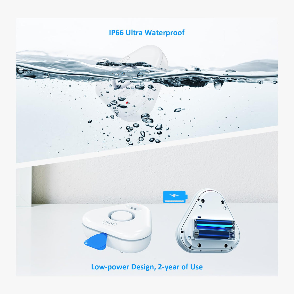 5 Pack Water Leak Detectors for Home, Stechro 4 Levels Adjustable Audio 0-120dB Water Sensor Alarm Leak Detector with Leak and Drip Alert, IP66 Water Leak Sensor for Basements Kitchen Sink Laundry