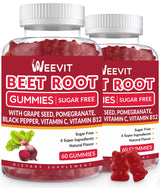 Beet Root Gummies, Nitric Oxide Supplement for Men Women | Organic Beet Gummy with Grape Seed, Pomegranate, Black Pepper, Vitamin C, B12