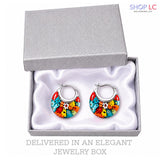 Shop LC Murano Style Glass Hoop Earrings for Women - Multicolor