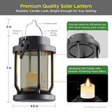 FriutShine Solar Lantern Outdoor & Indoor Use – Hanging Solar Lights with Realistic Flickering Flameless Candle, Weatherproof for Gardens, Patios, Trees, and Lawns (Black + Gray, 2 Pack)