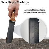 Hori Hori Garden Knife, 7" Full Tang Thick Stainless Steel Blade, Multi-Edge Design with Serrated Edge & Hook Cutter, Depth Markings, Heavy Duty Garden Tool with Sheath for Digging, Weeding & Planting