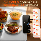 Warming Mat for Food -IPX9 Waterproof Electric Food Warming Tray for Buffet(24"x16"), Portable Countertop Food Warmers for Parties, Dishasher-Friendly, 6-Level Temp 6-Hour Timer, Gray