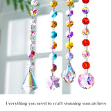 kanpura 164 Pcs DIY Suncatchers Kits Crystal Suncatcher Sun Catchers with Crystals Chandelier Prism Replacement Sun Catcher Beads for Windows Hanging
