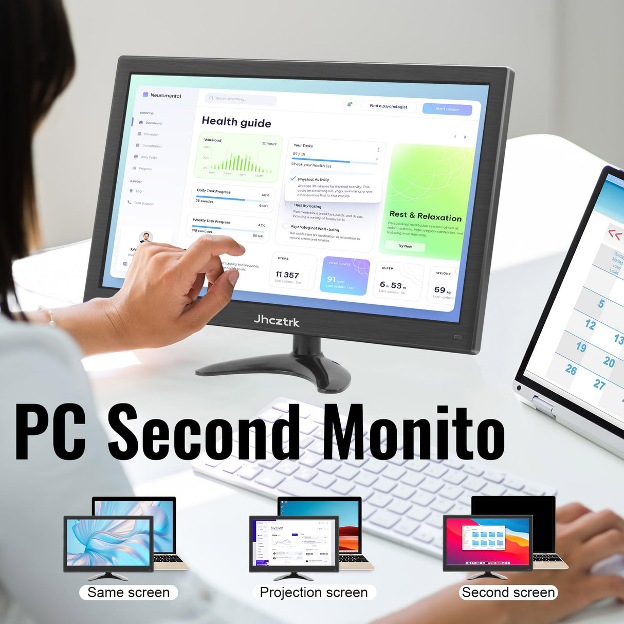 Jhcztrk 15.6 Inch Portable Monitor Touchscreen IPS Screen HDR Gaming Monitors Built-in Speakers, USB-C HDMI, VESA Compatible, for Laptop PC Mobile PS4 PS5 External Screen