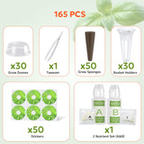 Owltron 165 Pcs Hydroponic Seed Pods Kits, Grow Anything Kit Pod for Indoor Herb Garden with 50 Sponges, 4 A&B Nutrient Plant Food, 30 Baskets, 50 Stickers, 30 Germination Domes, 1 Tweezer