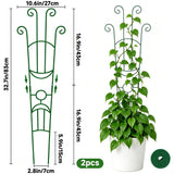 KINGLAKE Plant Trellis for Climbing Plants Indoor Outdoor - 2 Pack 32.7 Inch Green Expandable Metal Garden Trellis for Potted Climbing Plants Support Flower Vine Ivy Monstera Houseplant with Tape