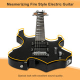 Glarry Cool Burning Fire Style Electric Guitar Christmas gift for Beginner Guitar Lover with Accessories Pack (Black)