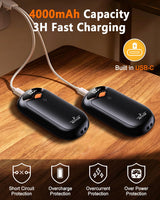 BEYYON Hand Warmers Rechargeable - Electric Hand Warmer Rechargeable 2 Pack, LED Display, 4 Heat Levels Reusable, USB, Magnetic Portable Handwarmers for Golf/Camping/Hunting, Gift for Women, Men