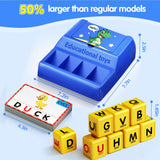 Montessori Matching Letter Game for Kids Ages 3-8 | Educational Learning Spelling Toys with Storage Function | Christmas Birthday Gifts for 3 4 5 6 Year Old Boys & Girls | Larger Blue (50% Bigger)