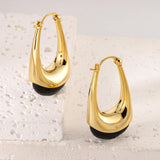FOJDPAS 14k Gold Plated Amber Resin Hoop Earrings for Women Trendy, Hypoallergenic Chunky Gold Earrings Jewelry Gifts for Sensitive Earlobes (Gold-Ink color, Drop-Shaped)