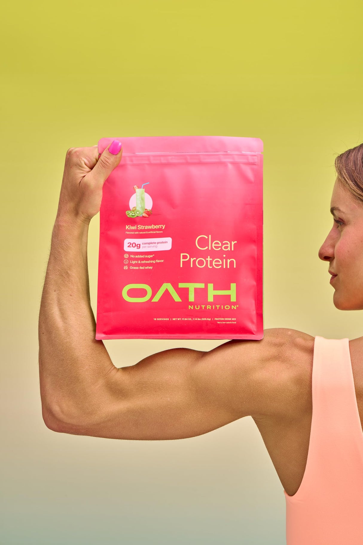 Oath Nutrition Clear Whey Isolate Protein Powder, Kiwi Strawberry, 20g Complete Protein per Serving, No Added Sugar, Grass-Fed, 21 Servings