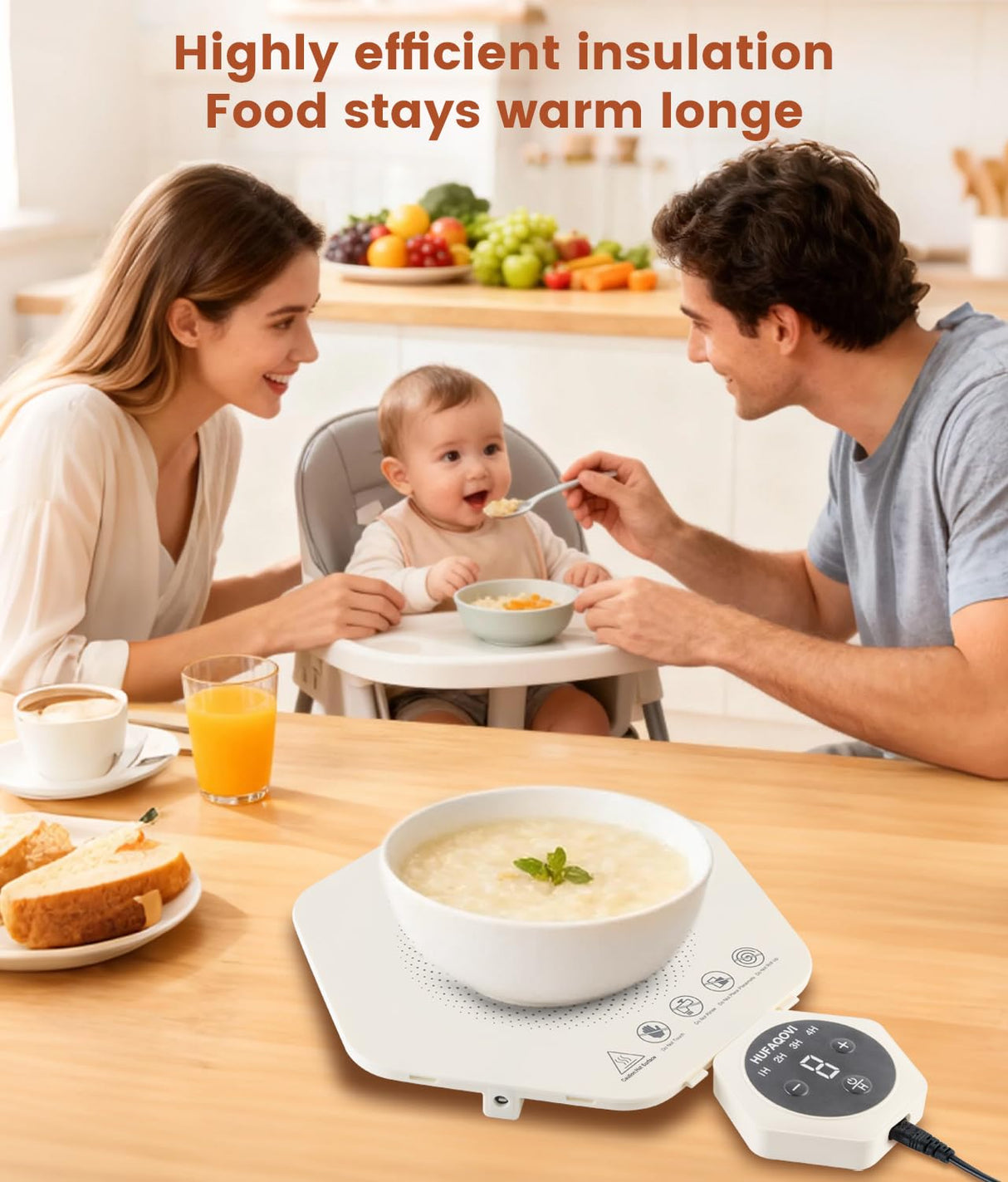 Warming Mat for Food, Silicone Hexagonal Design Electric Warming Tray, Fast Heating, Freely Combined, 4 Temperature Settings, Food Heating Pad Suitable for Parties Gatherings Home Daily Use (2)