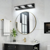 SineRise LED Modern Bathroom Vanity Light Fixtures, Modern Acrylic Bathroom Wall Lighting Fixtures Over Mirror (Cool White 6000K) (3-Light, 24-Inch), Matte Black- Non-dimmable