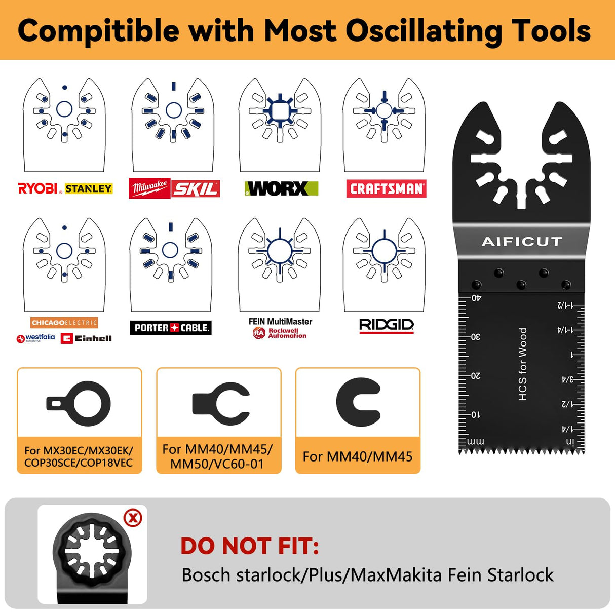 AIFICUT 26pcs Oscillating Saw Blades Titanium Multitool Blades for Wood Plastics Metal oscillating Tool Blades Kits Fit Rockwell Ridgid Ryobi Milwaukee Chicago Craftsman Dewalt
