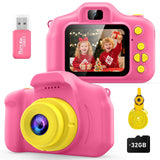 Desuccus Kids Camera for Girls 3-12, 1080P HD Digital Camera with 32GB SD Card - Toddler Camera, Christmas Birthday Gift Toys for 4 5 6 7 8 9 10 11 Year Old Girls (Pink)