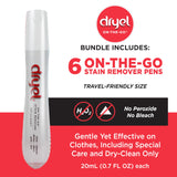 Dryel On-The-Go Stain Remover Pen with Soft Touch Applicator Scrubber, Instantly Removes Tough Stains from Clothing, 6-Pack