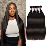 12A Human Hair Bundles 22 24 26 28 Inch Straight Bundles Human Hair 100% Unprocessed Brazilian Virgin Raw Weave Bundles 4 Bundles Real Natural Black Wavy Human Hair Extensions 1B Bundles for Women