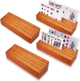 hismocal Playing Card Holders Deck Stand, Play Cards Holder for Kids or Elder People, Hands-Free Wood Holder Racks,Tray for Organizing Cards (4 Pack)