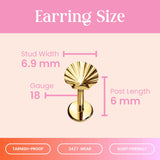Cords Club Shell Flat Back Stud- Hypoallergenic Titanium Women's Earring