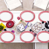 50Pcs Gingham Oval Paper Plates 10" x 12" Large Disposable Heavy Duty Christmas Red and White Buffalo Checked Plaid Paper Dessert Platter Plate for Wedding Holiday Winter Xmas Birthday Party Supplies