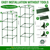 Fabulas Tomato Cage, Square Tomato Trellis Plant Support Stake Cages for Garden and Pots Tall Up to 63 Inch Adjustable Cucumber Trellis for Raised Bed Outdoor Climbing Plants Vegetables Flower, 3 Pack