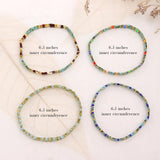 Tyebiva Tila Flat Beaded Bracelets Set for Women, 4Pcs Trendy Handmade Glass Turquoise Colorful Stack Beads Stretch Bracelet Festive Holiday Accessories Jewelry Gift.