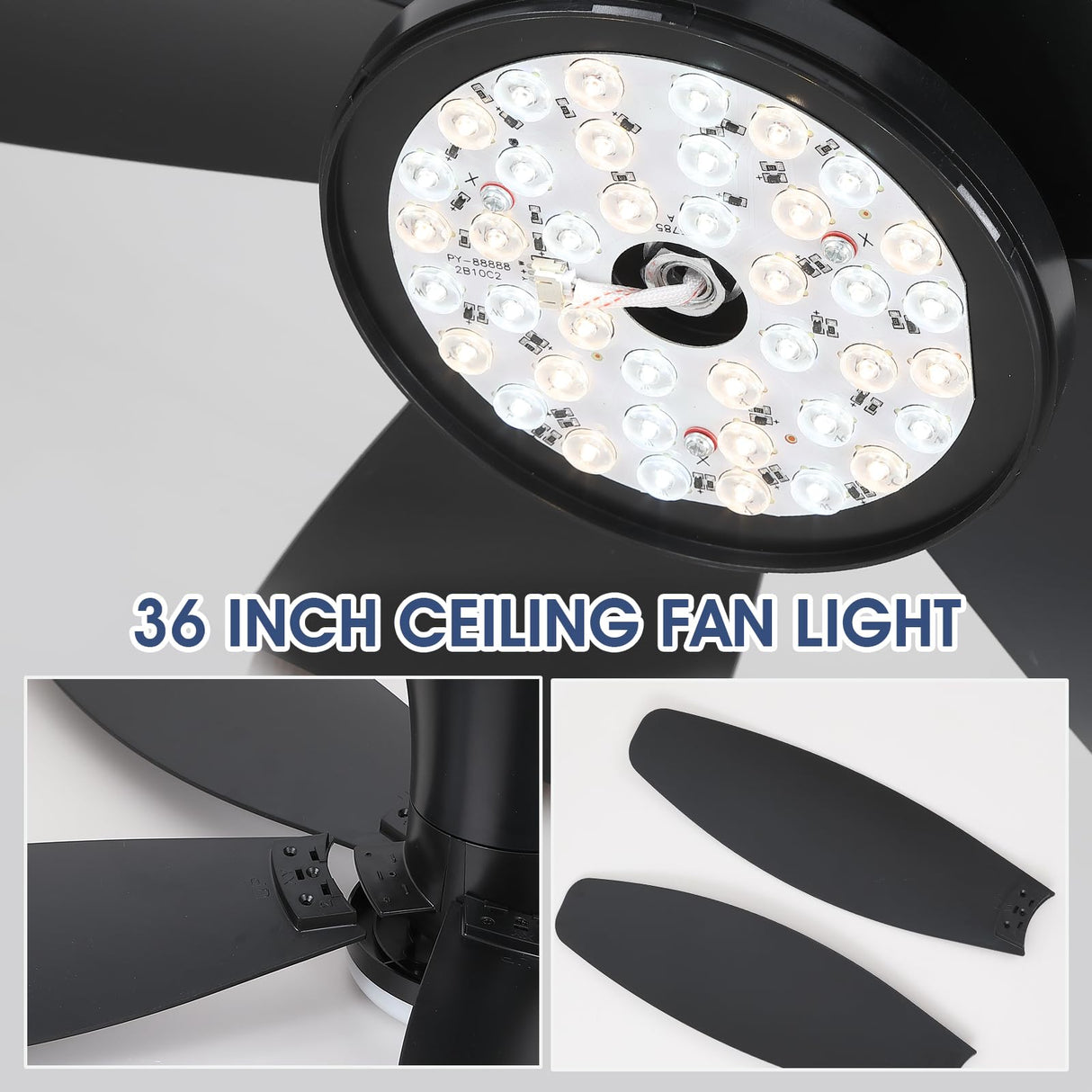 Surtime 42" Ceiling Fans with Lights-Low Profile Ceiling Fan with Light and Remote/APP Control,Flush Mount,DC Reversible,LED Dimmable Blakc Ceiling Fans for Bedroom,Indoor/Outdoor Patio Use