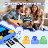 Jusvenmt Kids Phone for Boys, Dinosaur Toy Phone Christmas Birthday Gifts for Boy Ages 3-10, Toddler Learning Phones with Touchscreen, 44 Game, Dual Camera, Music Player, 32GB Card & Dino Bag (Blue)