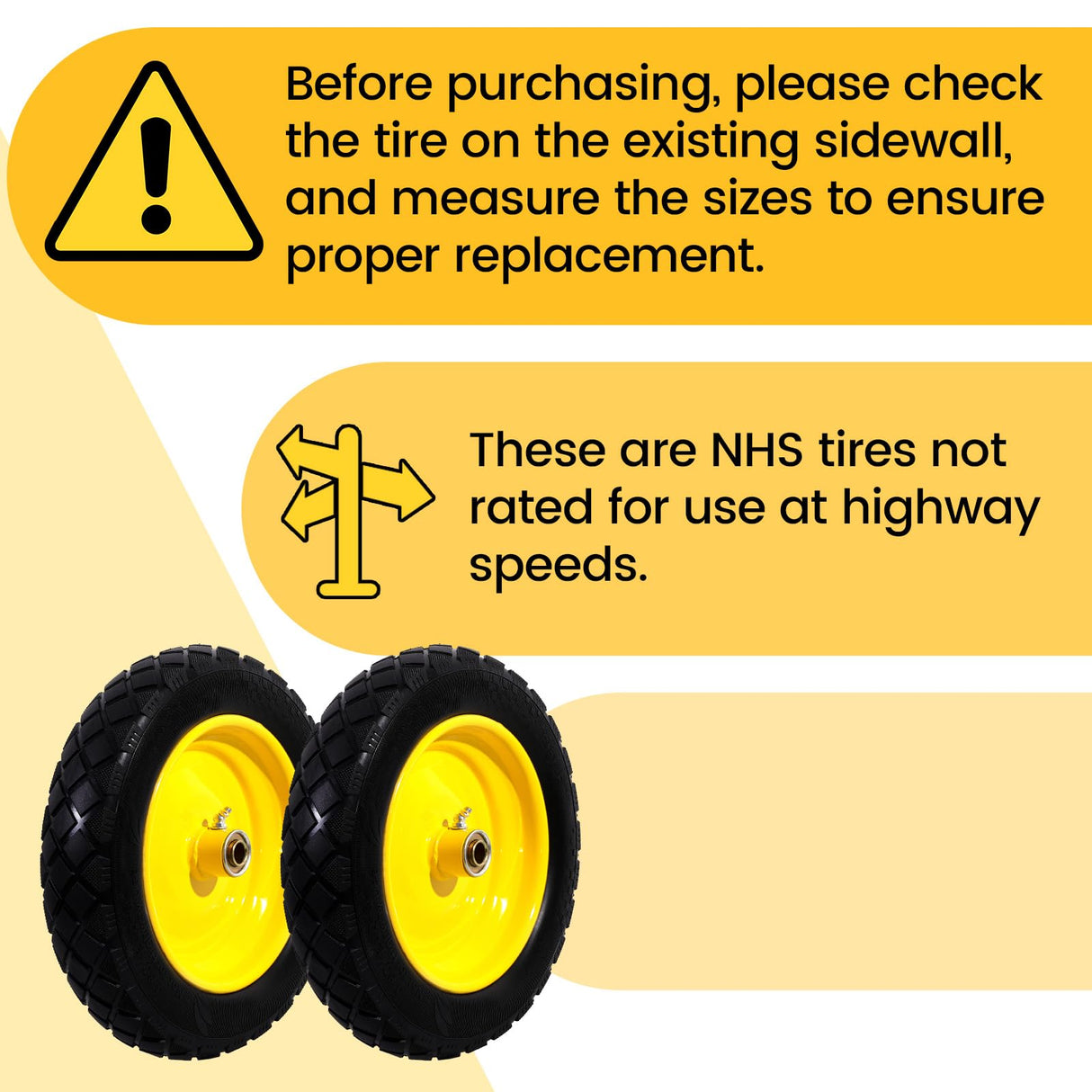 MZREXN 4.80/4.00-8" Wheelbarrow Tires, 15" Flat Free Tire and Wheel